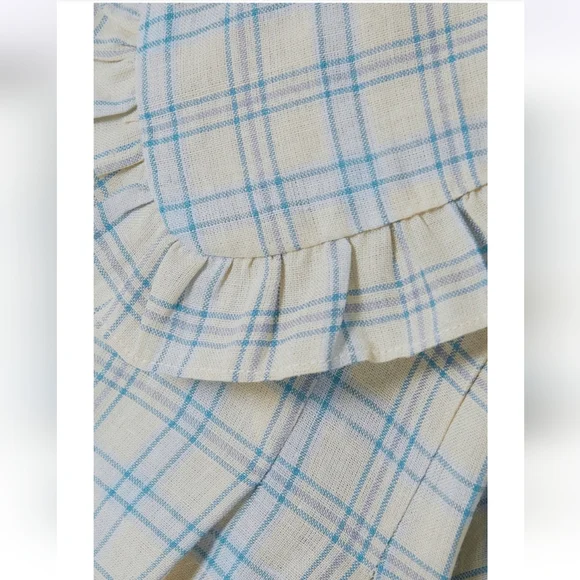 Dôen Sparrow Top In Blue Meadowlark Plaid Ramie Size Small - Picture 5 of 16